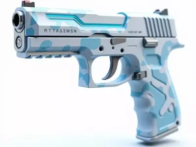 Arctic Camo Tactical Pistol 3D Model Elite Sidearm Low-poly 3D model