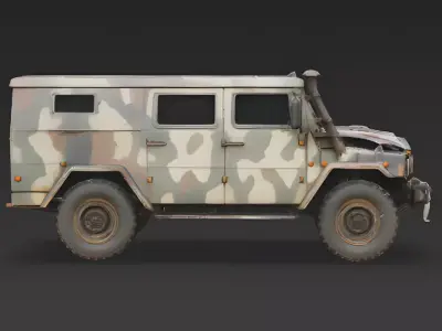 Wrecked Tactical Military Vehicle 3D Model Low-poly 3D model