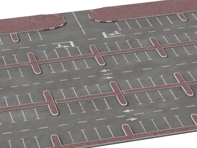 Urban Parking Lot with Directional Markings New 3D model