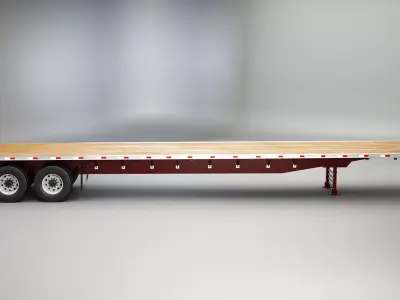Flatbed Semi-Truck Trailer 3D model