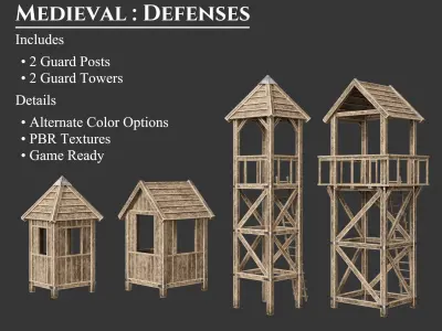 Medieval Collection Defense Guardposts 3D Model Pack purchase