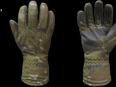 Winter Gloves 007 Low-poly 3D model