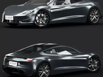 Tesla Roadster Grey Free 3D model