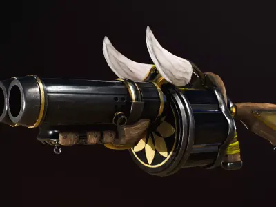 Stylized Grenade launcher Game-ready  Low-poly 3D model