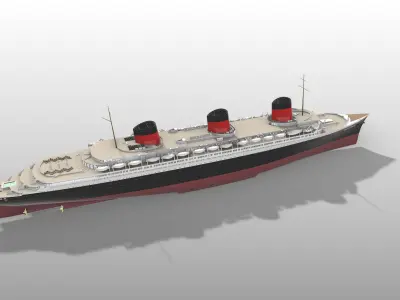 SS Normandie ocean liner printable model -full and waterline 3D print model