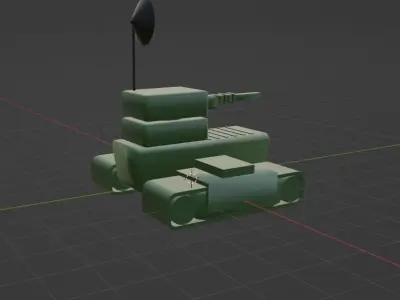 3D War Tank LowPoly Low-poly 3D model