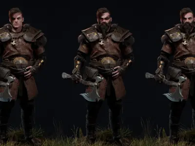 Viking 4 Warrior Low-poly 3D model