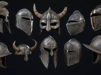 Iron Helmets Collections 3D Model Pack