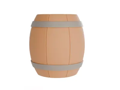 High Detail Stylized Wooden Barrel low poly Low-poly 3D model