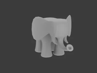 Base Mesh - Stylized Baby Elephant Low-poly 3D model