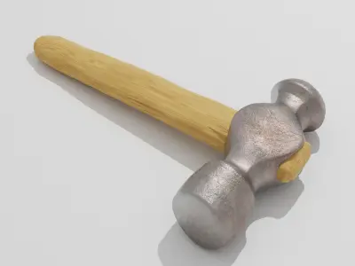 Hammer with wooden handle 3D model