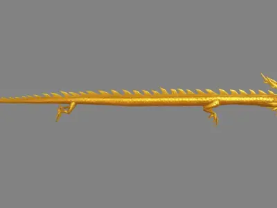 Cartoon Golden Dragon Low-poly 3D model