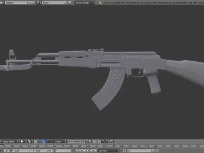High-Poly AK-47 ak - rifle 3D model