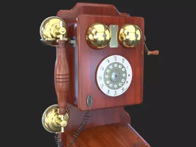 Vintage Rotary Wall Phone 3D model