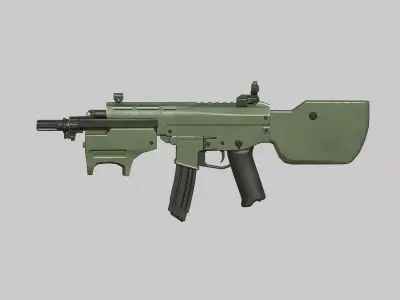Assault rifle Low-poly 3D model 5