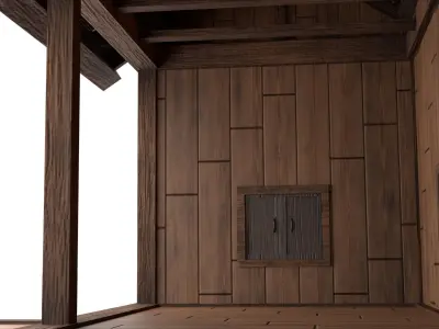 Thai wooden house Low-poly 3D model