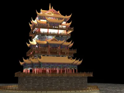 Chinese ancient tower  3D model buy