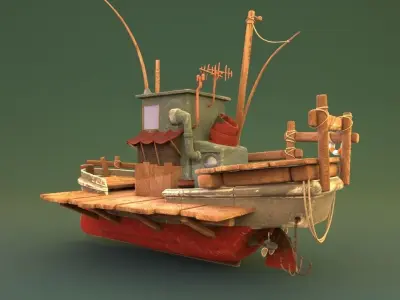 Fishing boat Low-poly 3D model from CGTrader