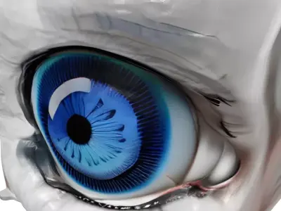 Futuristic Eye Implant Glowing Blue 3D model