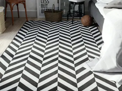  Harlequin Designer Rug Model, White &amp; Charcoal Grey 