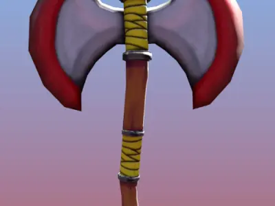 Cartoon Battle Axe Low-poly 3D model