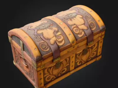 Antique Treasure Chest Low-poly 3D model