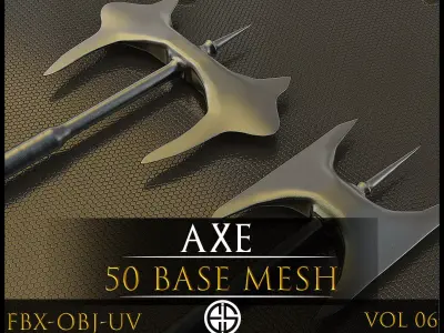 50 Models Of Weapons - Axe - Cold Weapons-Military-UV-Vol 06 Low-poly 3D model