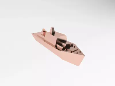 Cartoon Simple Warship v1 007 Low-poly 3D model