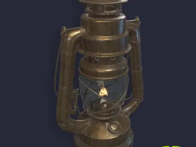 Oil Lamp Low-poly 3D model