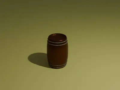 Deflected Wooden Barrel Free low-poly 3D model