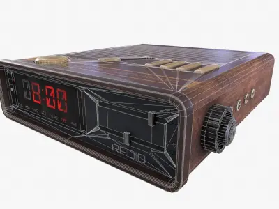 Digital Clock Radio Low-poly 3D model