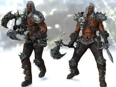 Barbarian 2 character in armor Low-poly 3D model