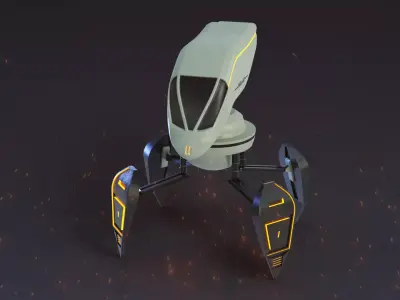 Kal-22  A Game Ready 4-armed Robot Low-poly 3D model