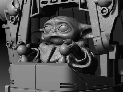  IG-12 Grogu Vehicle Bust Baby Yoda Mandalorian 3D print model