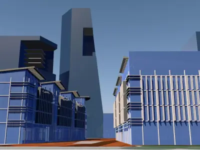 Urban highrise building ancillary building commercial building 3D model purchase