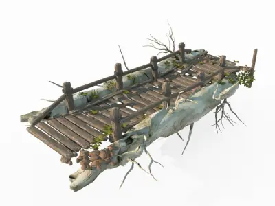 Jungle wooden bridge 3D model