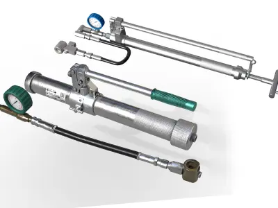 Manual Hydraulic Grease Gun with Pressure Gauge Low-poly 3D model