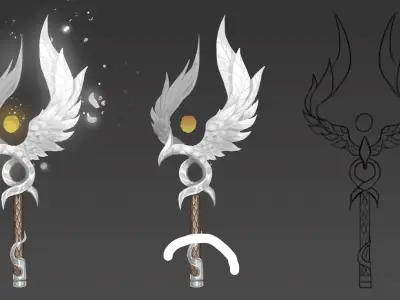 Fox drawing weapon set Low-poly 3D model