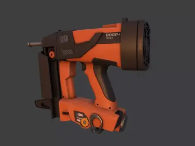 NailGun - PBR Game Ready Low-poly 3D model orange nail gun Low-poly 3D model