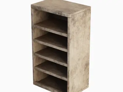 Old Wooden Bookshelf 04 Low-poly 3D model