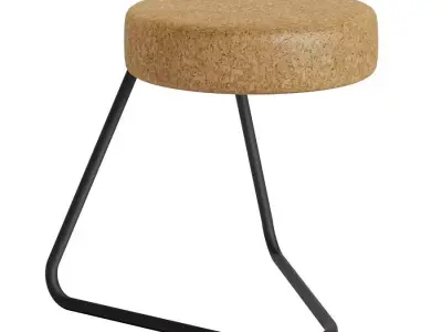 Small Cork Seated Bar Stool Tecta 3D model