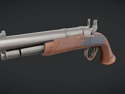 antique flintlock pistol 3D model