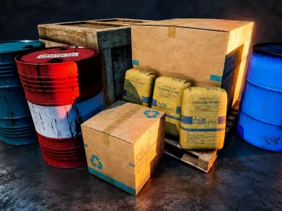 Industrial props  Pack Low-poly 3D model