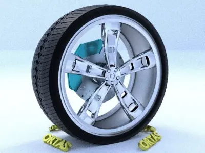 ORTAS CAR RIM 20 GAME READY RIM TIRE AND DISC 3D model