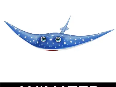 Spotted Eagle Ray Animated  Low-poly 3D model