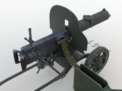 Maxim  machine gun Low-poly 3D model