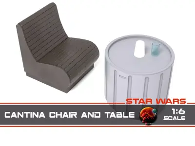 Cantina Chair and Table 1-6 Scale Hottoys  3D print model