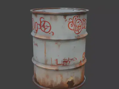 Rusty Metal Barrel Game-Ready 3D Model with PBR Textures Low-poly 3D model