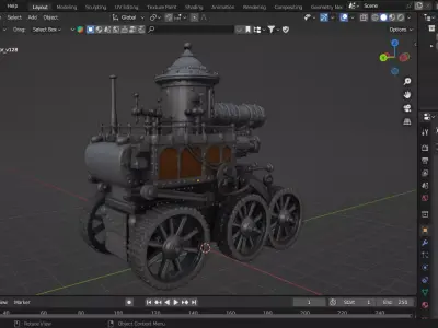 Steampunk Steam Engine tank 3D model
