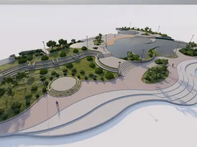 public park-Private Park Landscape 3D model 24